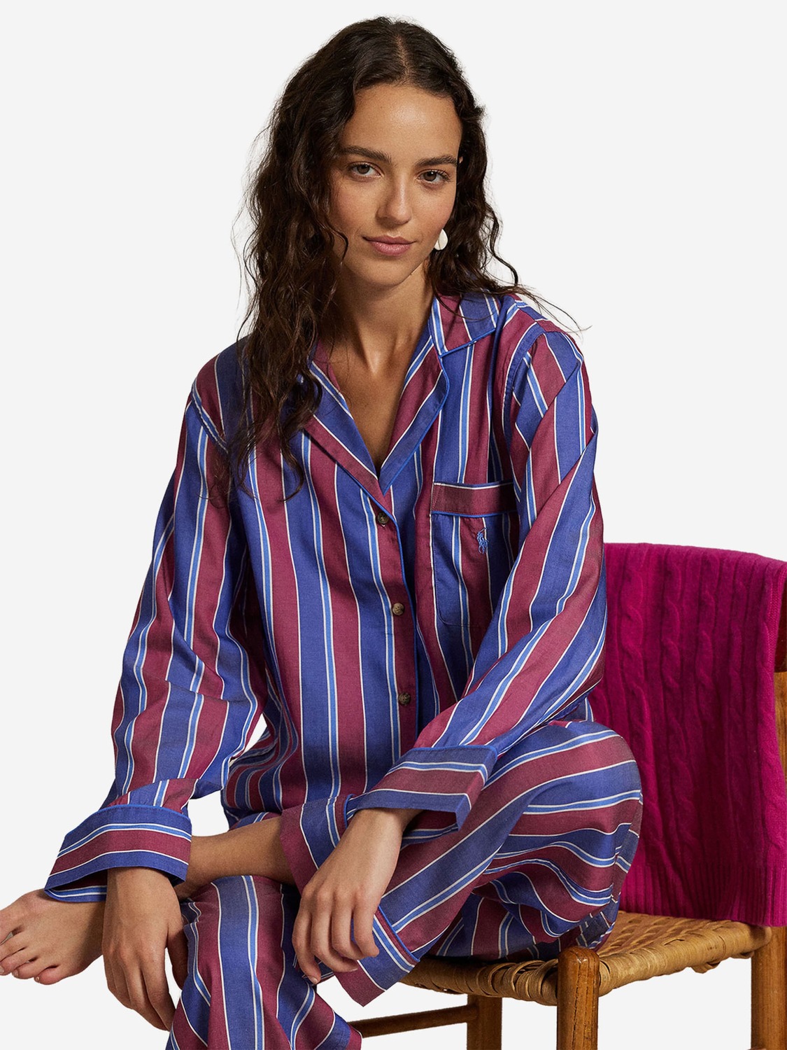 Polo Ralph Lauren Пижама 'Cricket Stripe' в фиолетовом и красном цвете — фото 4