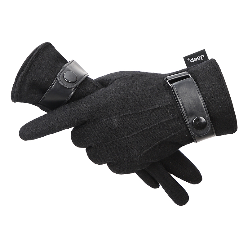 

Теплые перчатки из овечьей шерсти Men's Jeep, черный