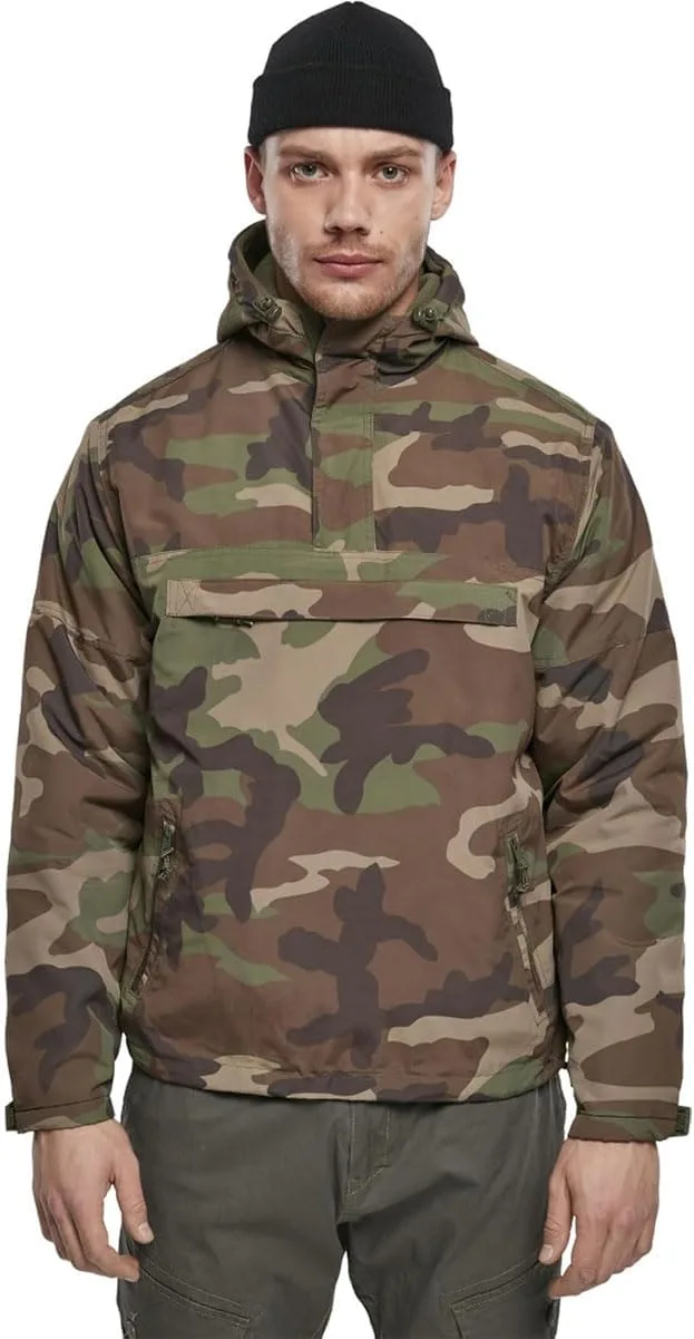 Бренд Brandit Individual Wear мужская ветровка-пуловер с подкладкой из флиса и молнией на четверть - легкая непромокаемая повседневная куртка для улицы, Woodland, S, Woodland — фото 2