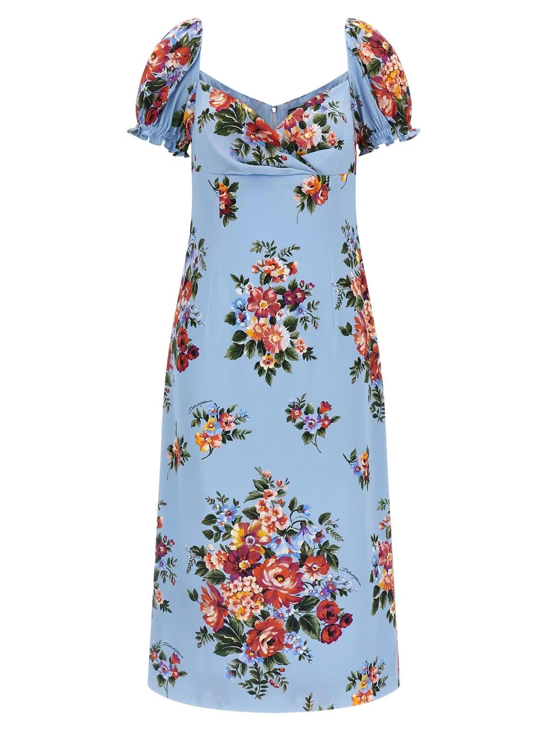 Платье с принтом «Букет цветов» DOLCE & GABBANA, голубой