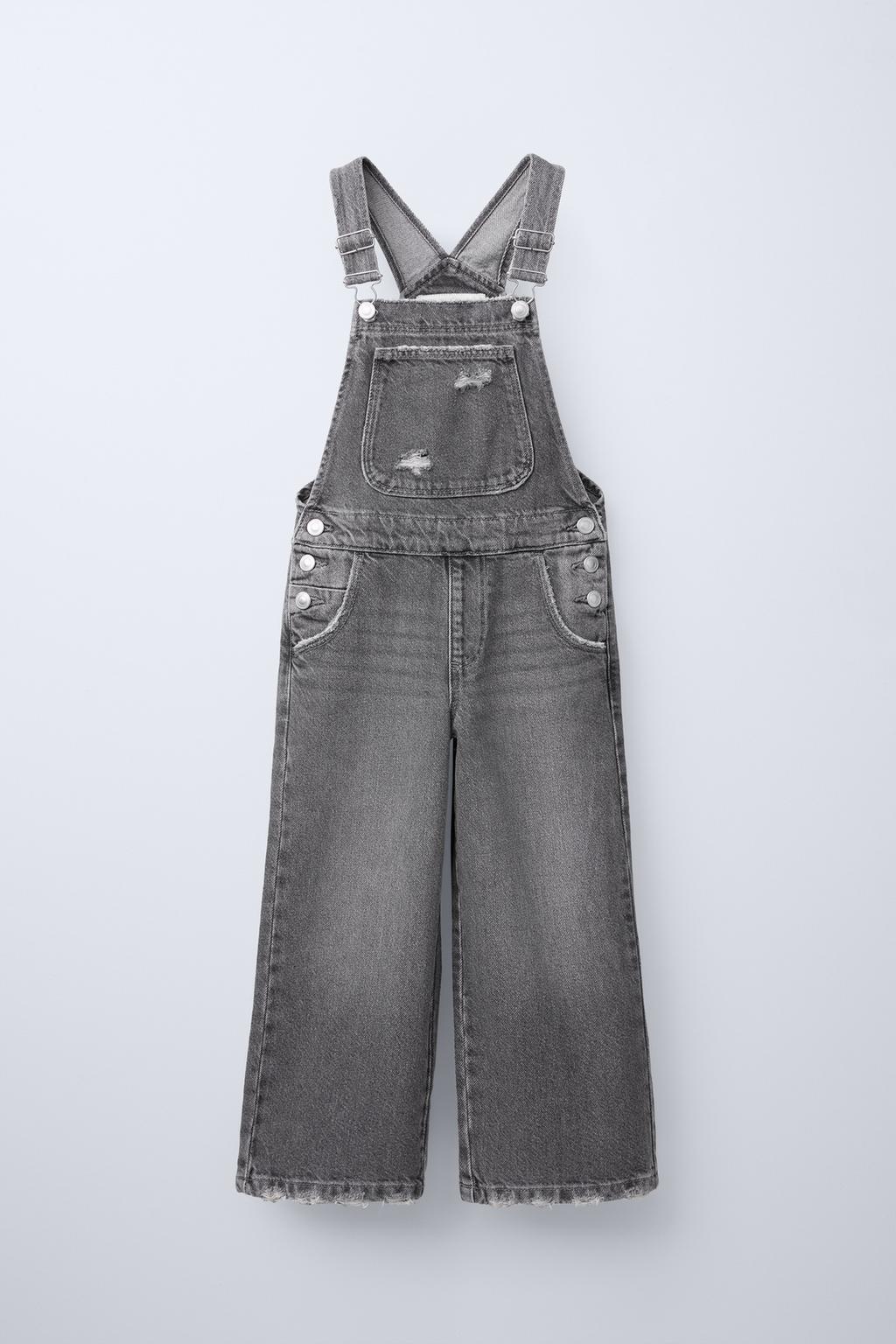 

Длинные джинсовые комбинезоны ZARA, серый
