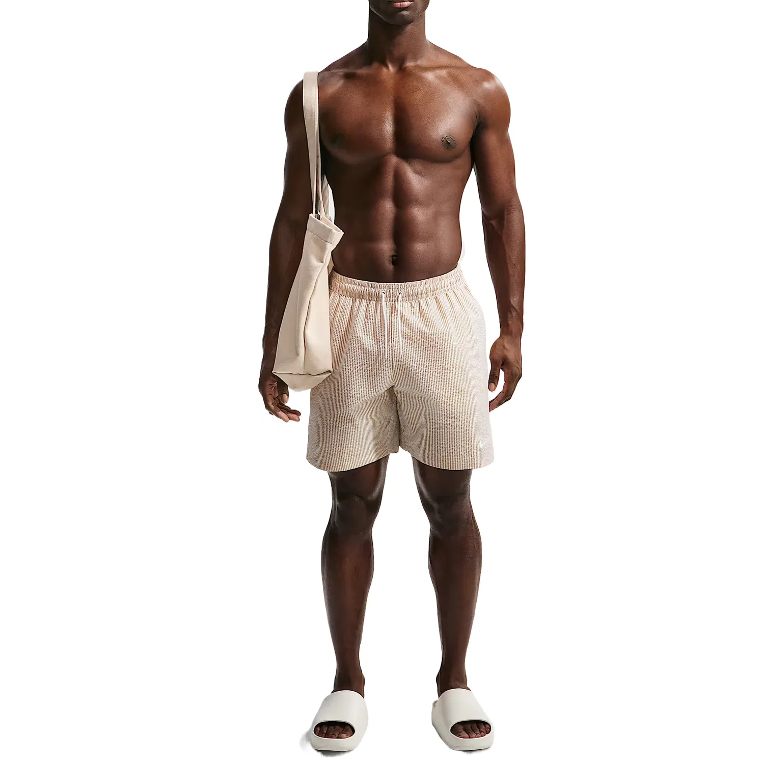 Пляжные шорты Nike Ripple Texture 7" Brief-Lined Volley Short в цвете Apricot Tea Brown/White — фото 4