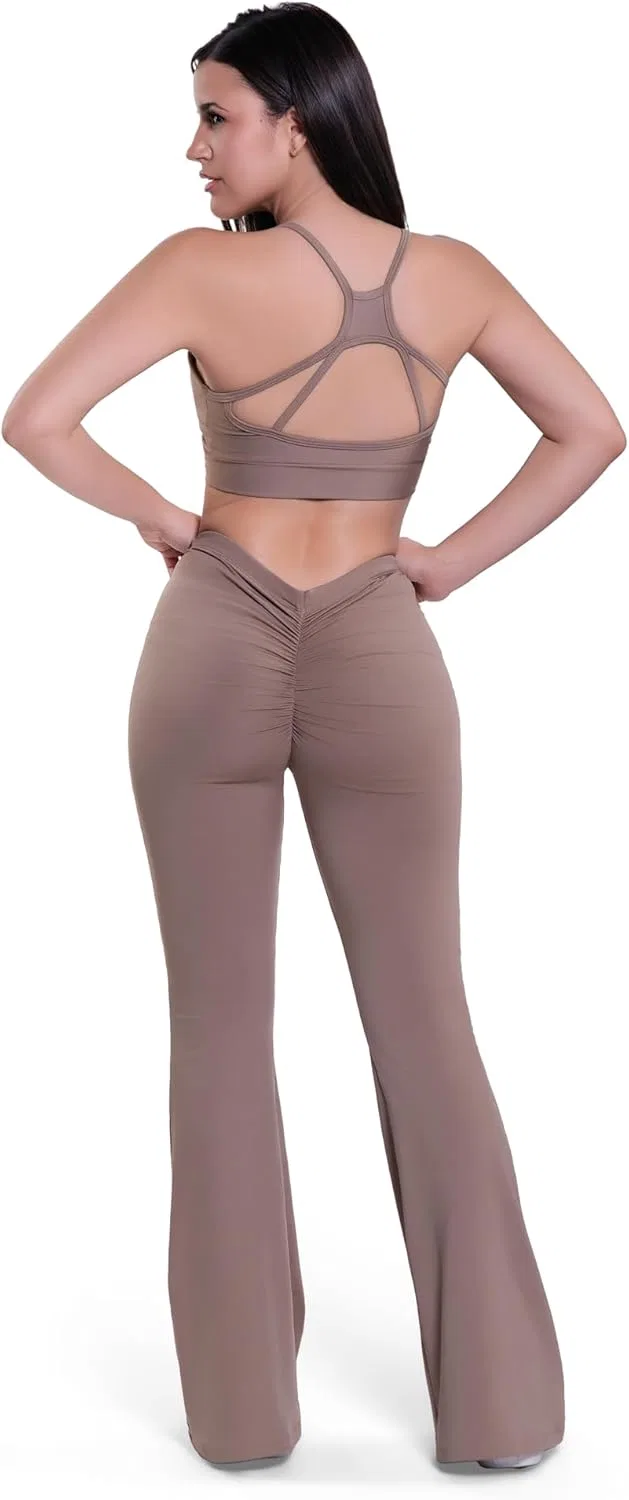 Костюм V-образный вырез, Bell Pants, бежевый — фото 2