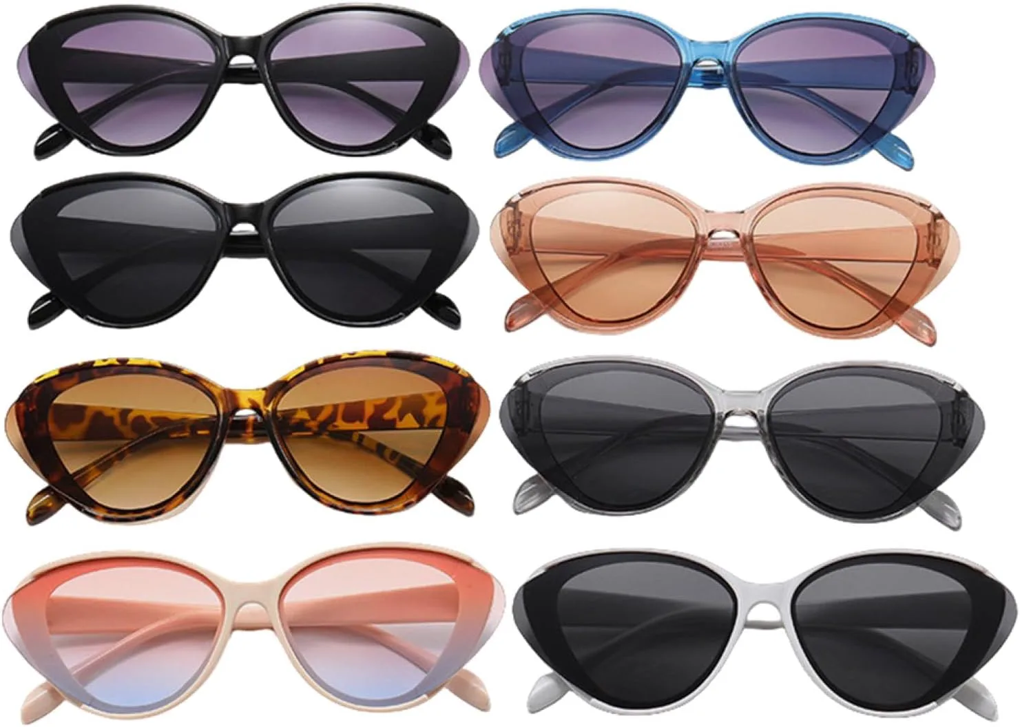 

Модные солнцезащитные очки «кошачий глаз» большого размера для женщин, ретро-очки, солнцезащитные очки UV400 для мужчин, градиентные круглые очки TKKTLLT, Black-black