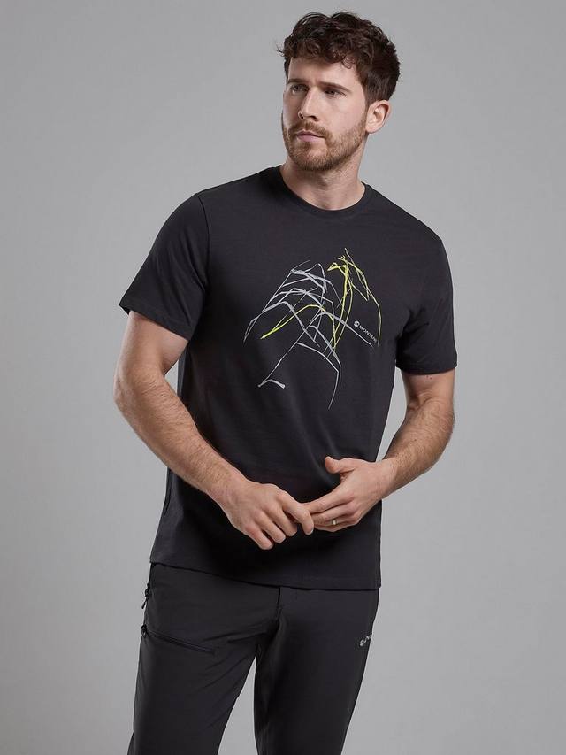 

Абстрактная футболка из горного органического хлопка Montane, цвет Midnight Grey
