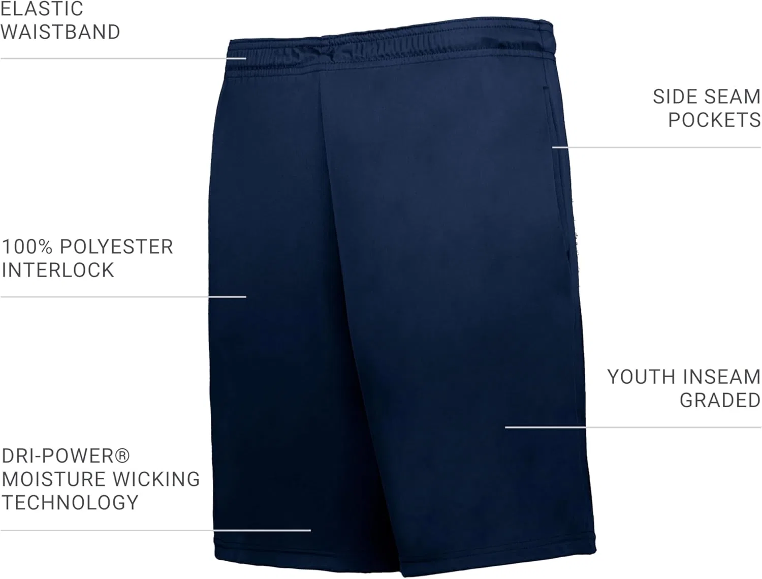 Russel Athletic Детские спортивные шорты Russell Athletic Boys Dri-Power Essential Performance Shorts, Navy — фото 3