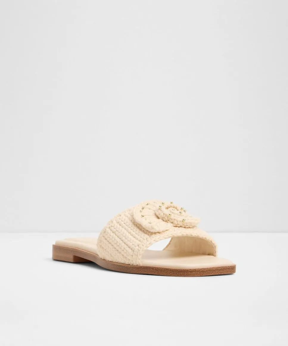 Женские сандалии на плоской подошве с квадратным носком Aldo, бежевый — фото 3