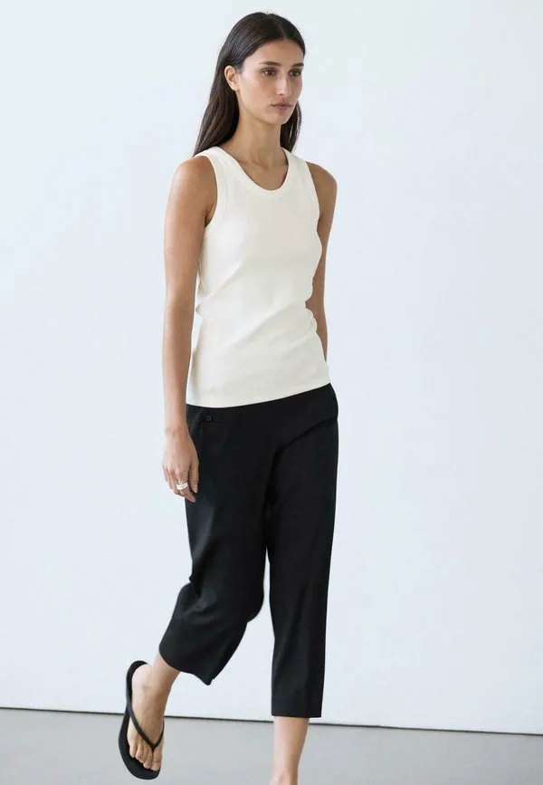Футболка с коротким рукавом и контрастными деталями Massimo Dutti, White — фото 4
