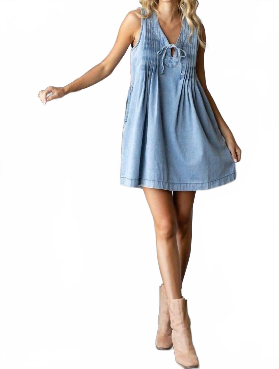 

Складное джинсовое мини-платье в светлой стирке Veveret, Light Wash