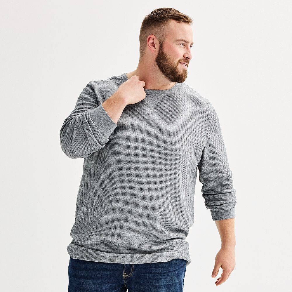 

Утепленная футболка с длинными рукавами Big & Tall Sonoma Goods For Life Essential, цвет Grey Heather