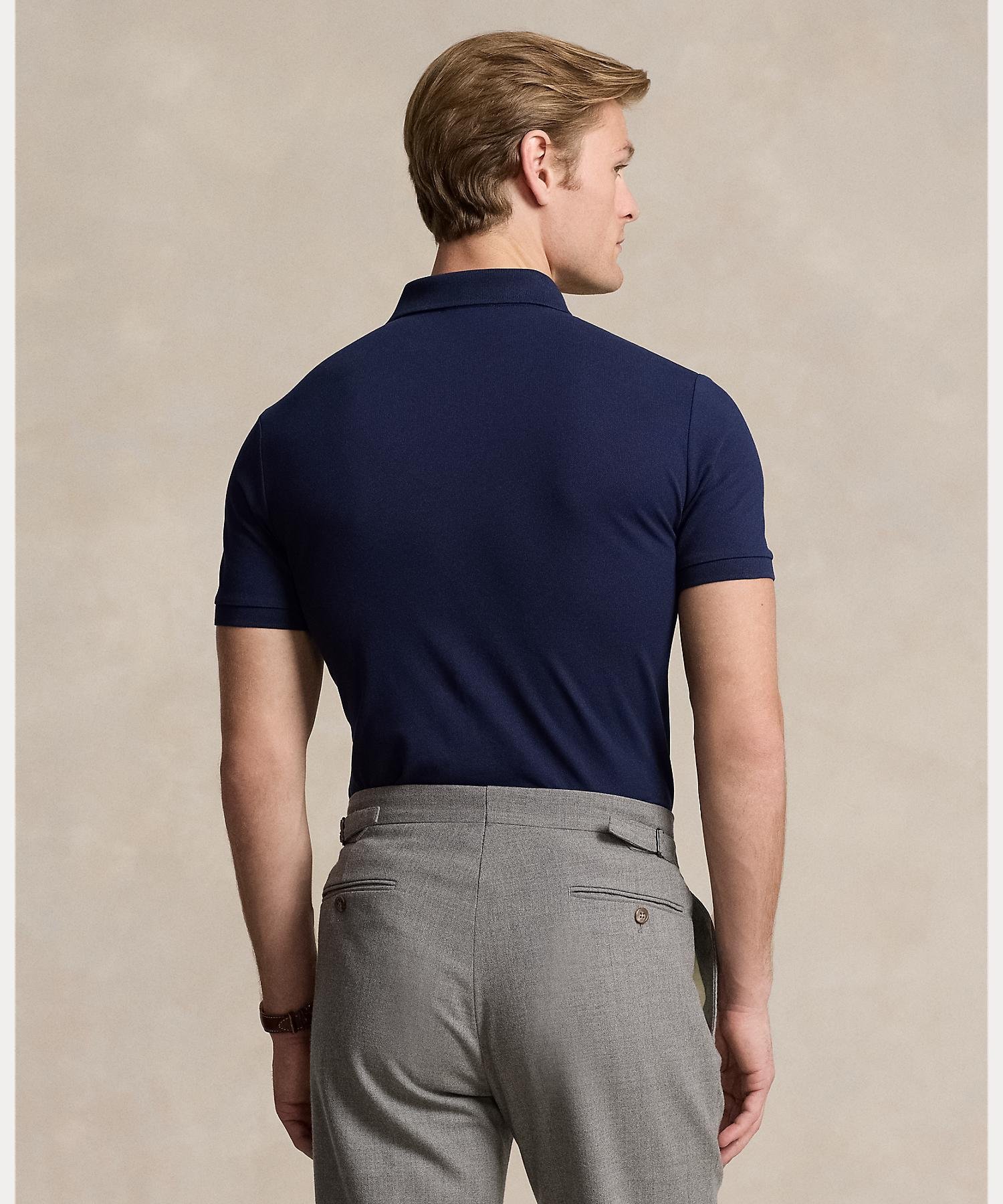Футболка-поло приталенного кроя из эластичной сетки. Polo Ralph Lauren, 410 Navy — фото 3