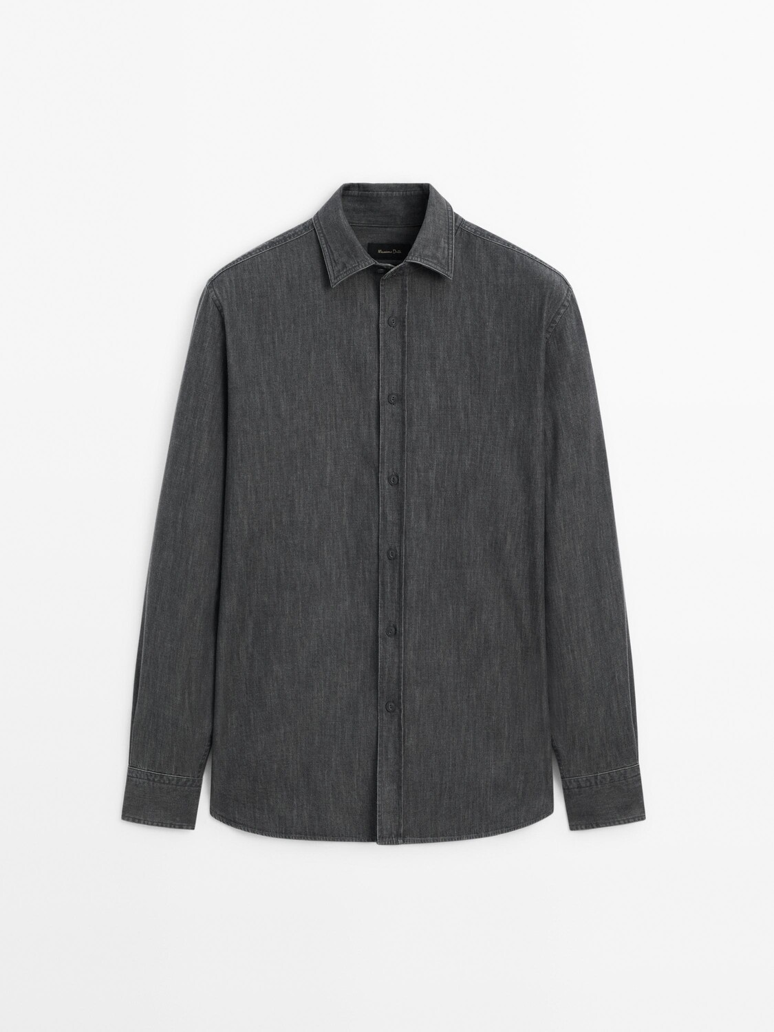 

Джинсовая рубашка из 100% хлопка с декоративной строчкой Massimo Dutti, серый