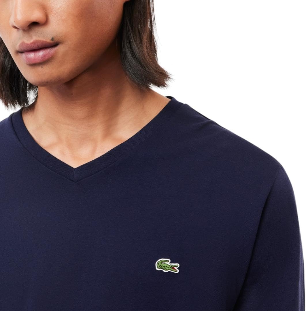 Мужская футболка Lacoste с длинным рукавом и V-образным вырезом, Navy Blue — фото 2