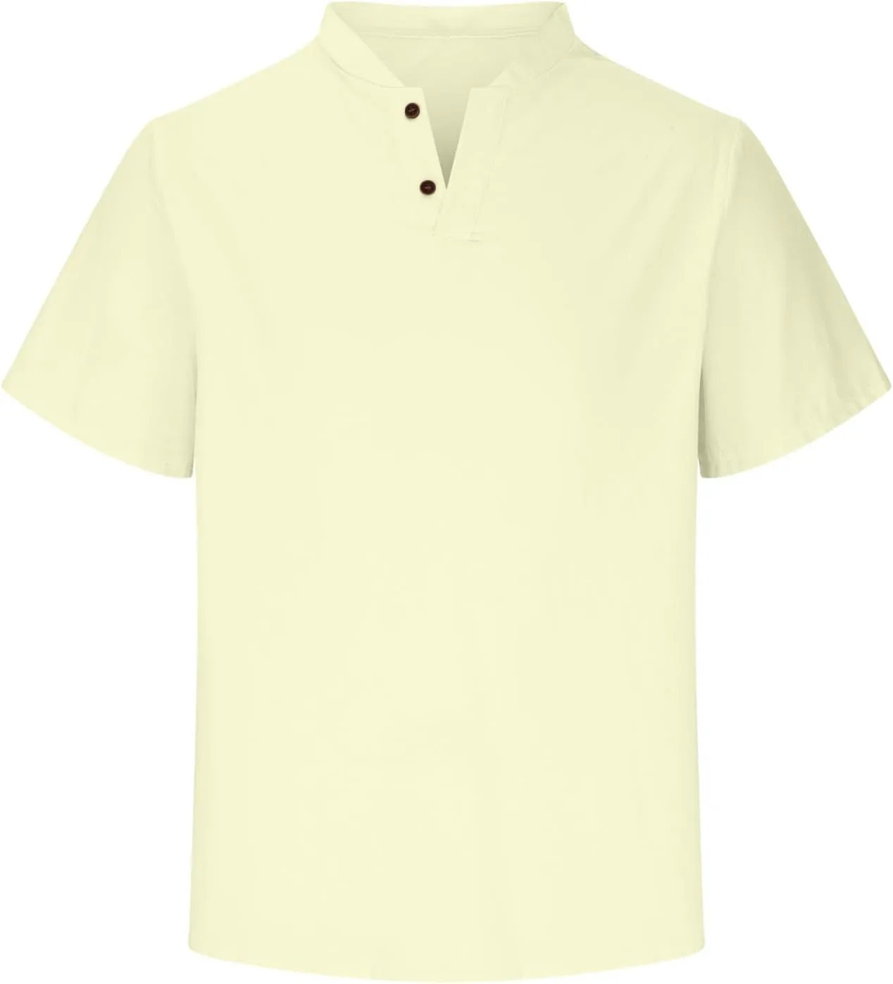 Мужская хлопковая футболка с V-образным вырезом Henley, короткий рукав, Slim-Fit — фото 4