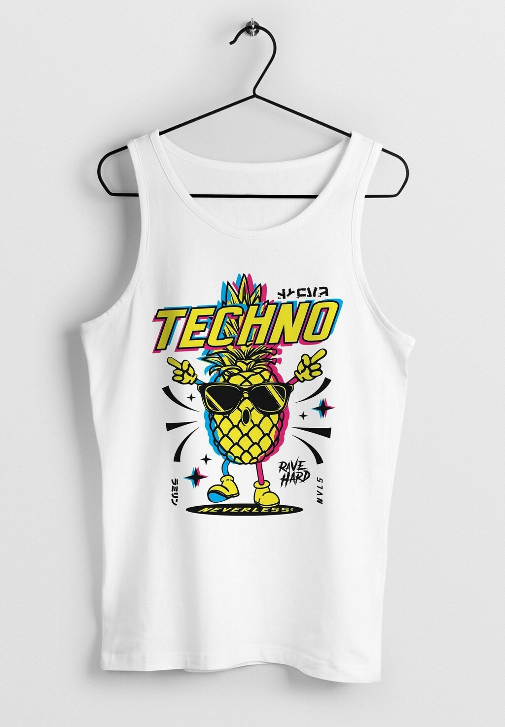 

Топ TANK TECHNO TANZEN LUSTIG ANANAS RAVE PARTY PRINT FASHION STREETSTYLE MUSKEL Neverless, белый