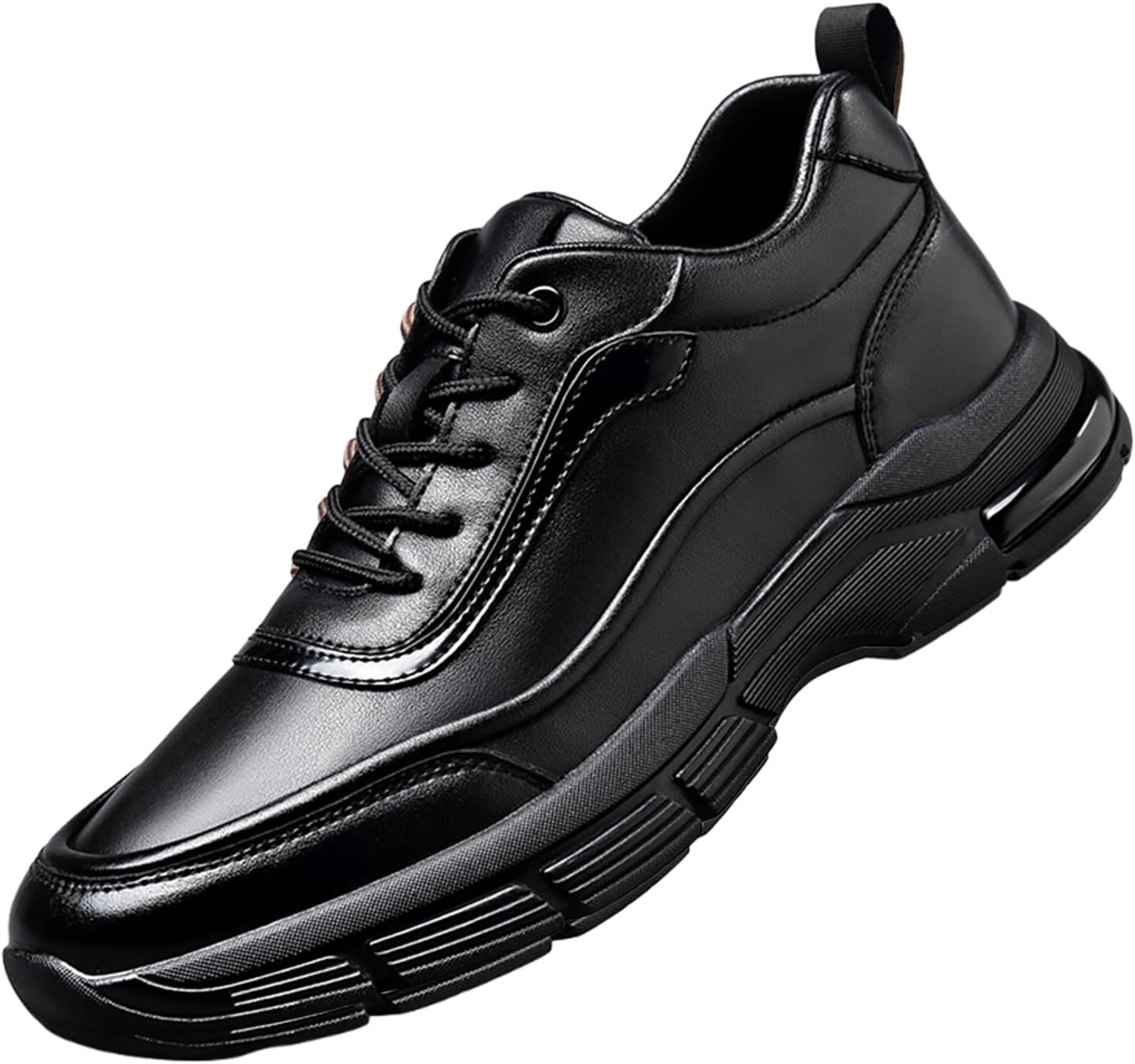 

Мужские кожаные кроссовки на шнуровке, удобные, с нескользящей подошвой, платформой, модные, для работы и офиса, оксфорды, повседневная обувь для прогулок Nxnbhsl, черный