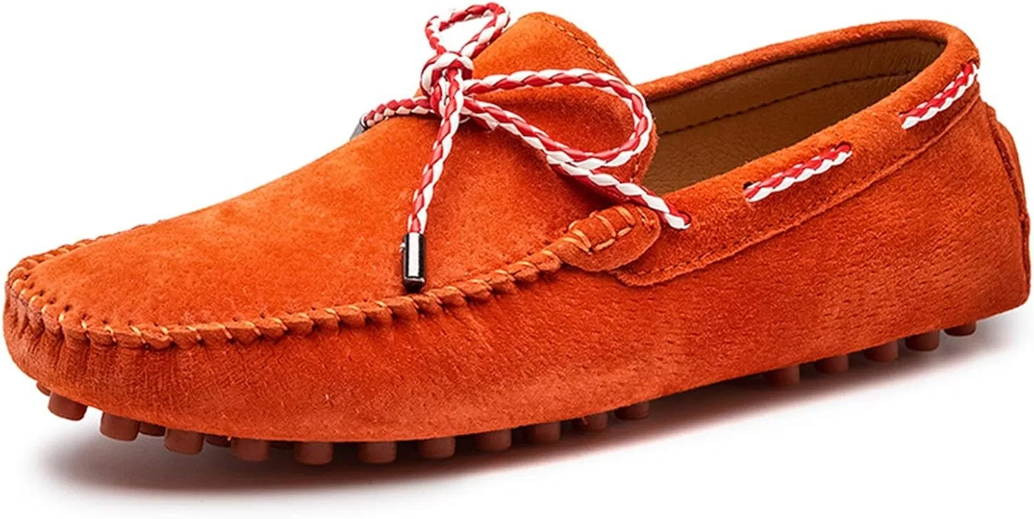 Лоферы легкие, из кожи, Orange