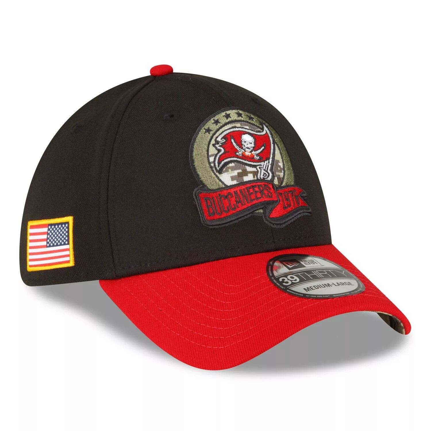 

Мужская кепка New Era Black Tampa Bay Buccaneers 2022 Salute To Service 39THIRTY Flex Hat