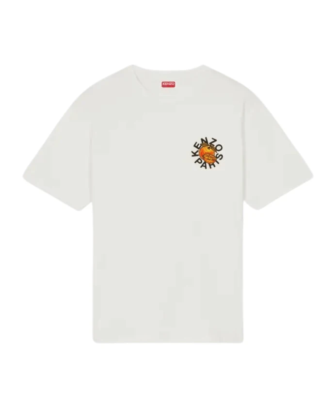 

Оранжево хлопковая футболка с короткими рукавами Kenzo, белый