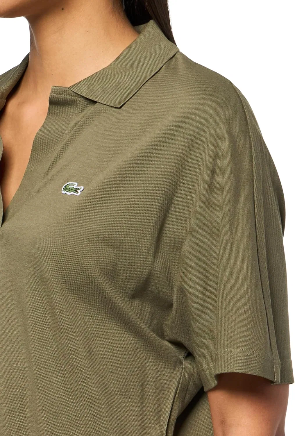 Поло Lacoste Relaxed Fit Fluid Piqué, Оливковое — фото 3