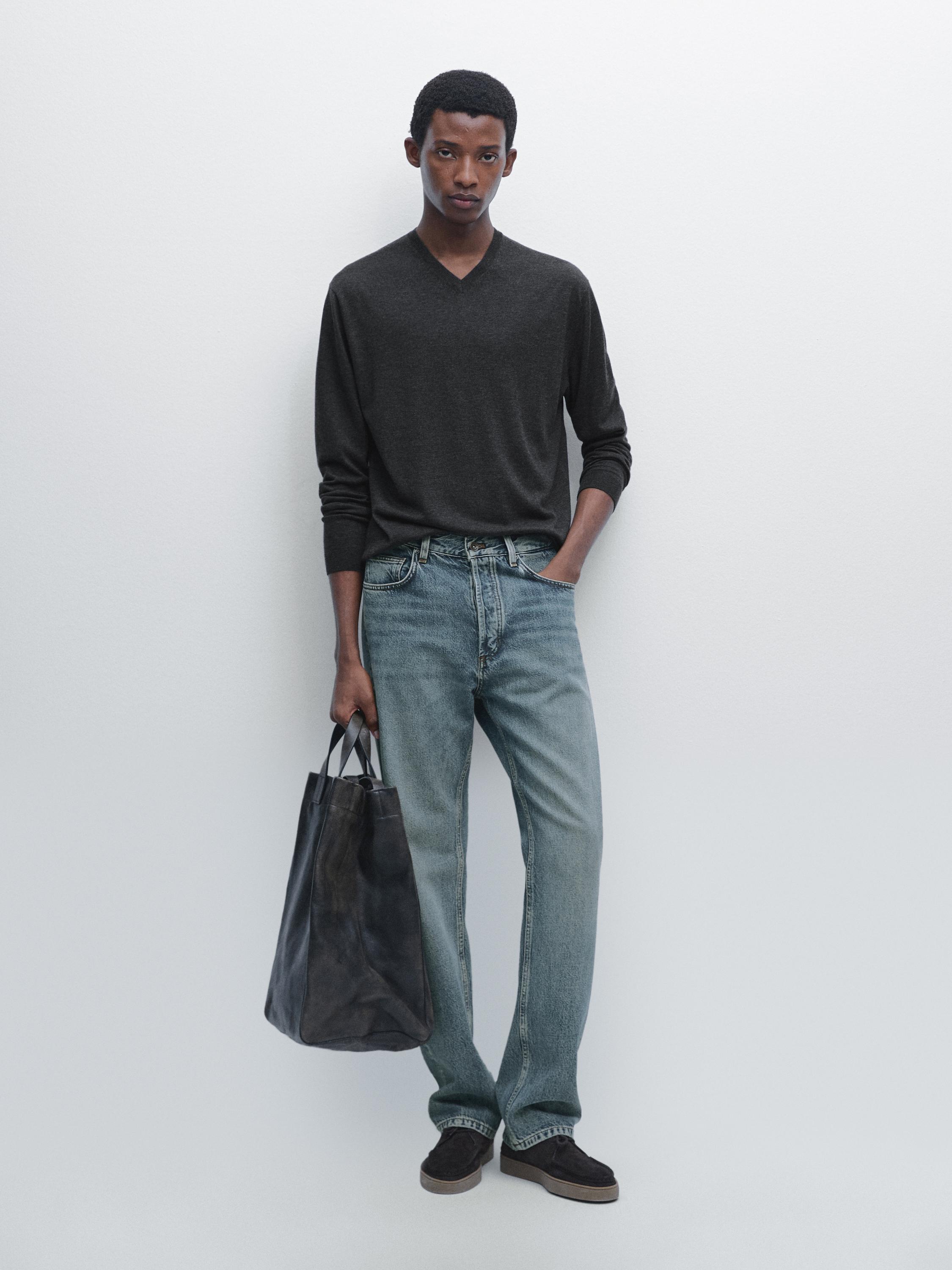 

Вязаный свитер из смесовой шерсти Massimo Dutti, Charcoal