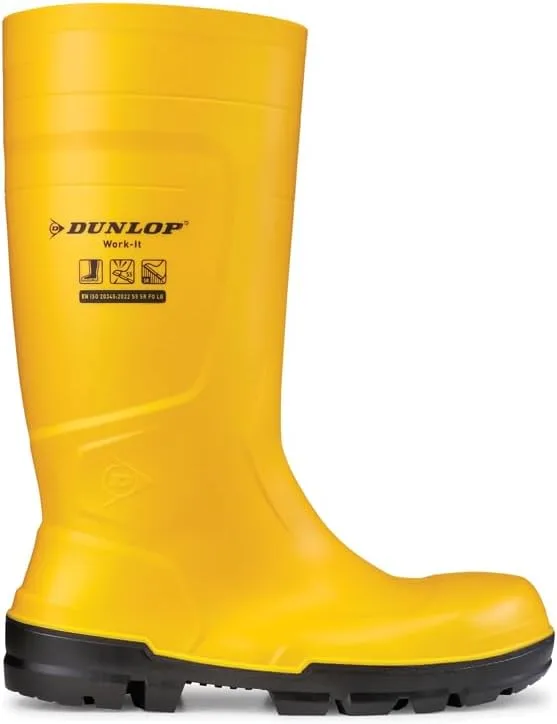 Рабочие ботинки DUNLOP Work-It S5 PUH для мужчин и женщин - Водонепроницаемые защитные ботинки со стальным носком - Ботинки для строительных площадок - Химически и противоскользящие - Желтые - Размеры от 35 до 50 — фото 2