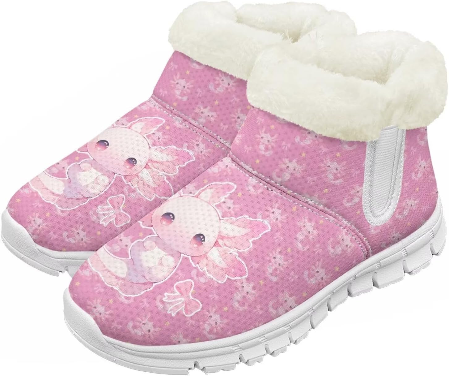 

Детские зимние сапоги для девочек, водонепроницаемые, противоскользящие, для холодной погоды, с искусственным мехом, походные ботинки Goronwyfloyd, Pink Axolotl