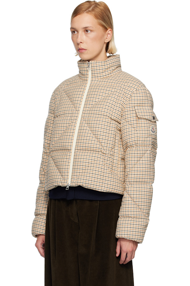 Moncler Короткая пуховая куртка Off-White keros из шерстяной смеси с ромбовидной стежкой — фото 4