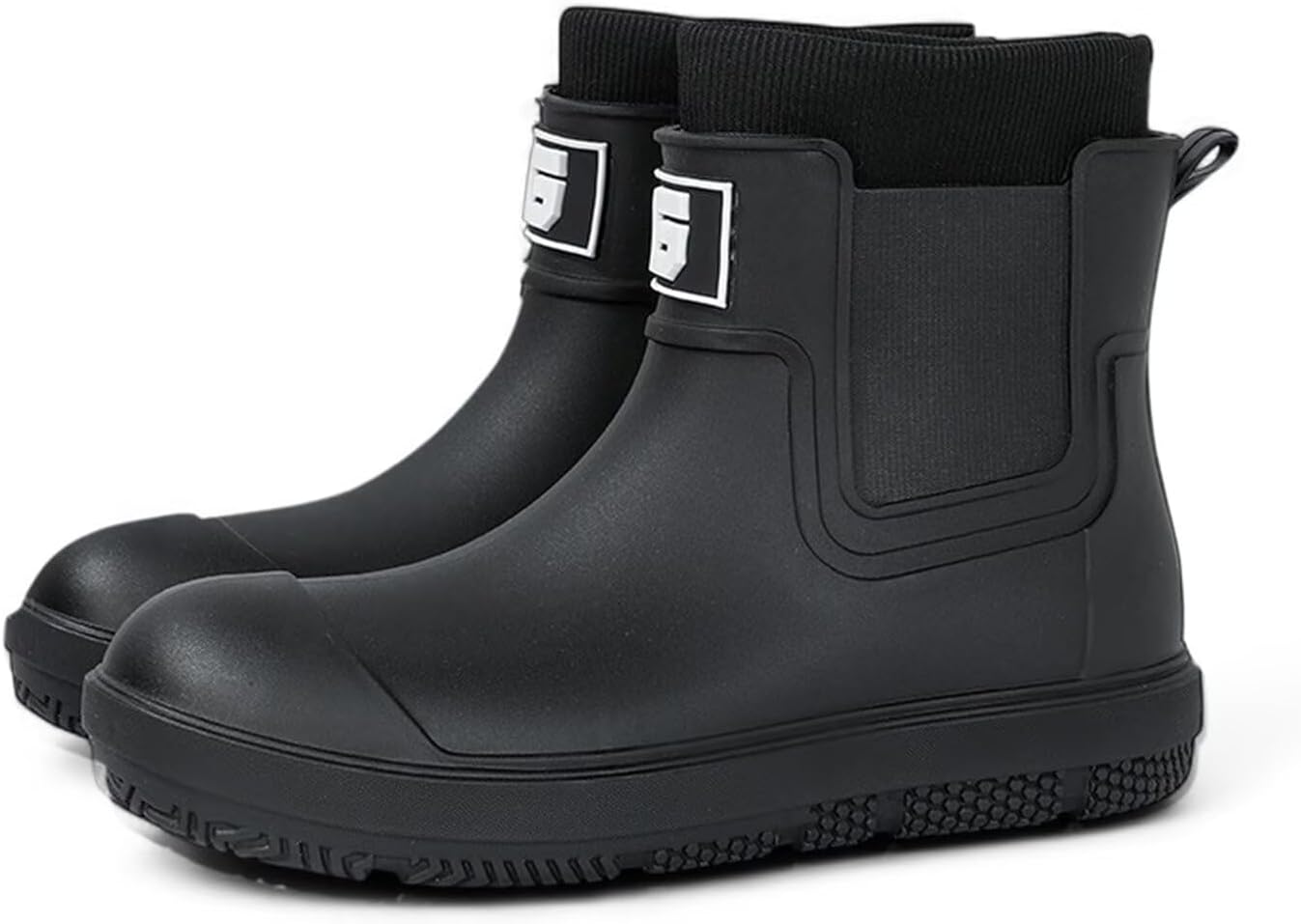 

Ботинки-дождевики до щиколотки для мужчин и женщин, водонепроницаемые, на застежке, противоскользящие, резиновые, Челси, для сада, работы, короткие грязевые ботинки, для рыбалки, фермерства и кемпинга Lioerdiwe, Black Lined