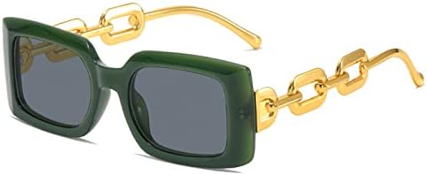 

Прямоугольные солнцезащитные очки-гелевые очка для женщин в стиле ретро с цепочкой на дужках, солнцезащитные очки UV400 для мужчин с прозрачными линзами Ocean MTZJH, Green Grey