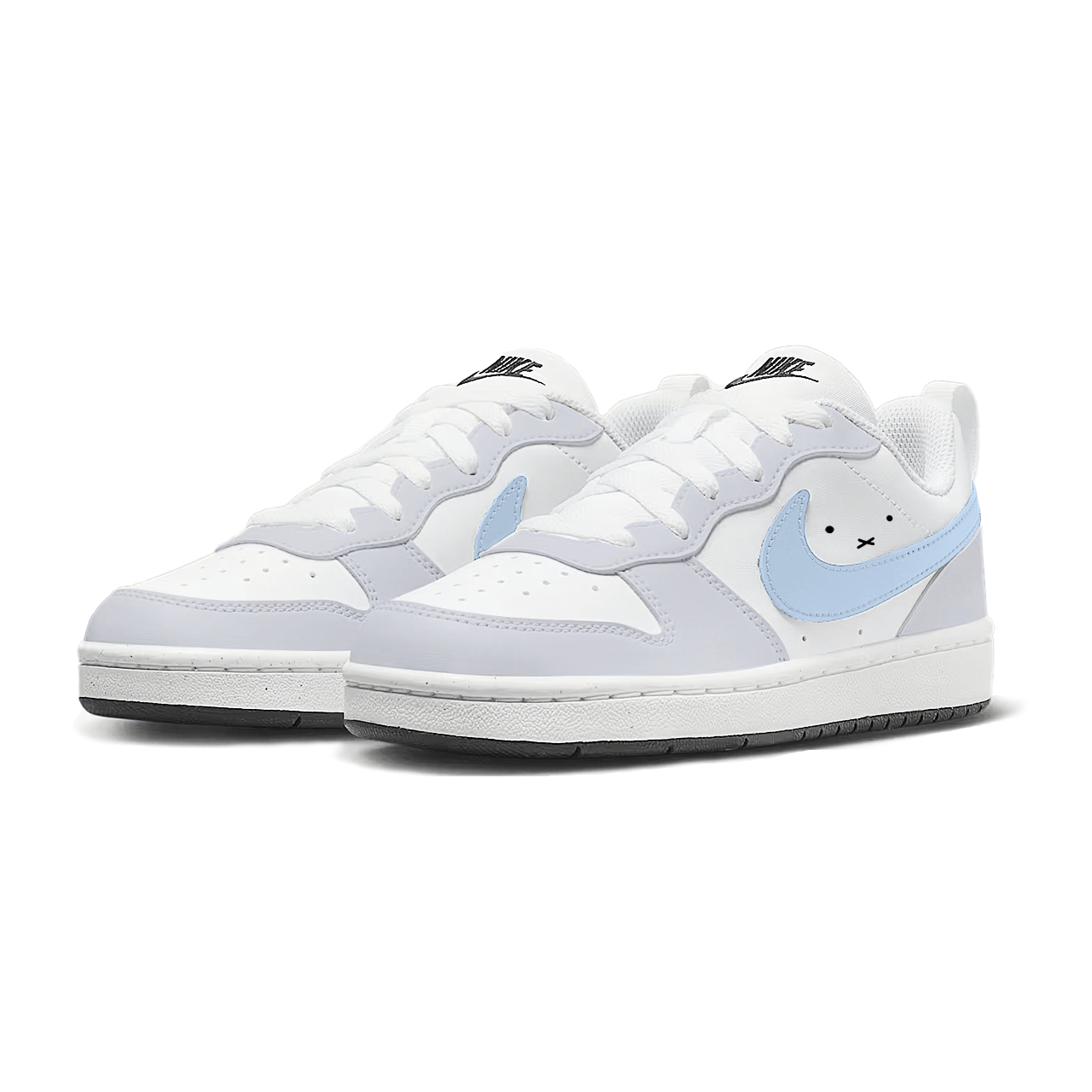 Court Borough Miffy Bunny устойчивые к истиранию низкие скейтерские кроссовки Blue для детей Nike, серый — фото 4