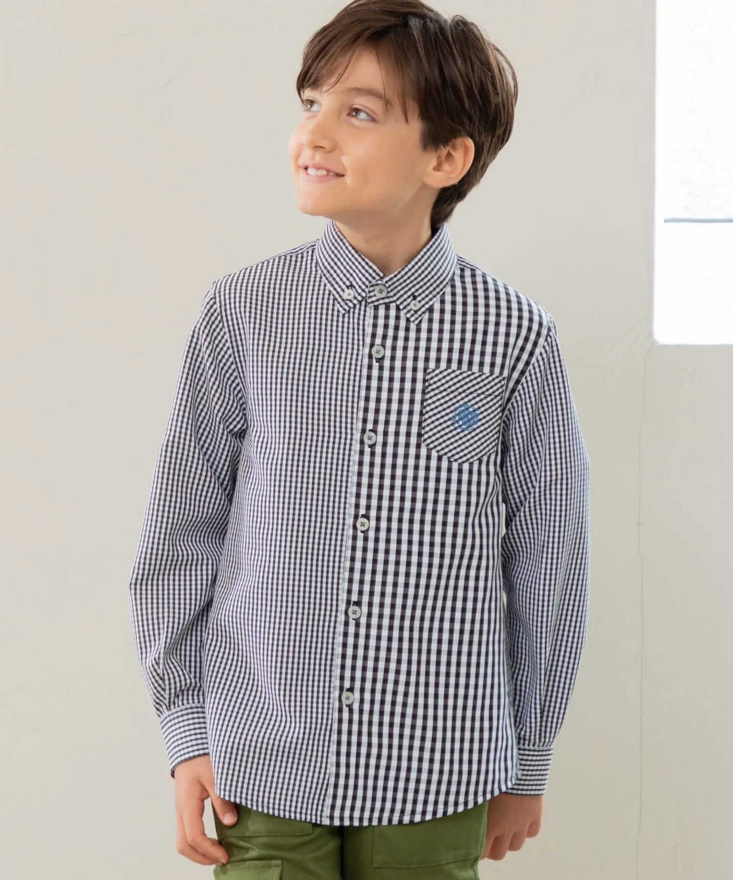 Детская рубашка в клетку Gingham Check J.PRESS черная — фото 2