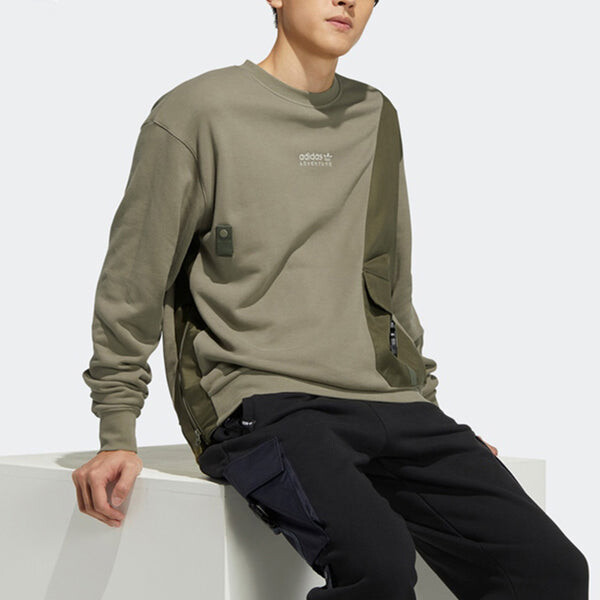 Толстовка Men's adidas originals Adv Crewneck Multiple Pockets Pullover Sports Round Neck Olive, мультиколор — фото 4