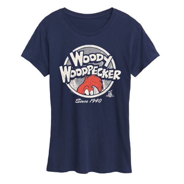 

Женская футболка с круглым принтом Woody Woodpecker Licensed Character, синий