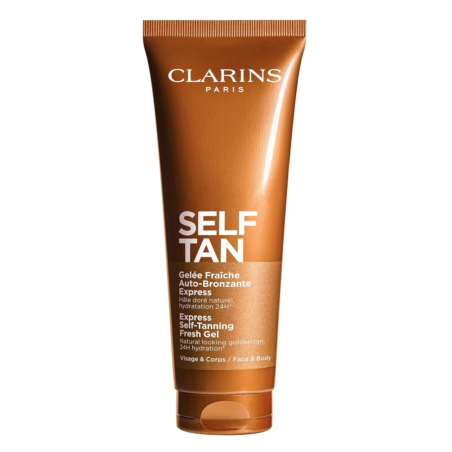 Clarins NEW Self-Tanning Gel, быстросохнущий автозагар для лица и тела, стойкий, без полос, естественный загар, 24-часовая гидратация, с алоэ вера и глицерином, 4,5 унции 127.58 г (1 шт.)