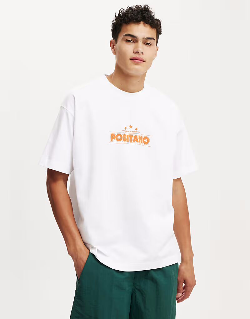 

Футболка с принтом Cotton:On Box fit белого цвета
