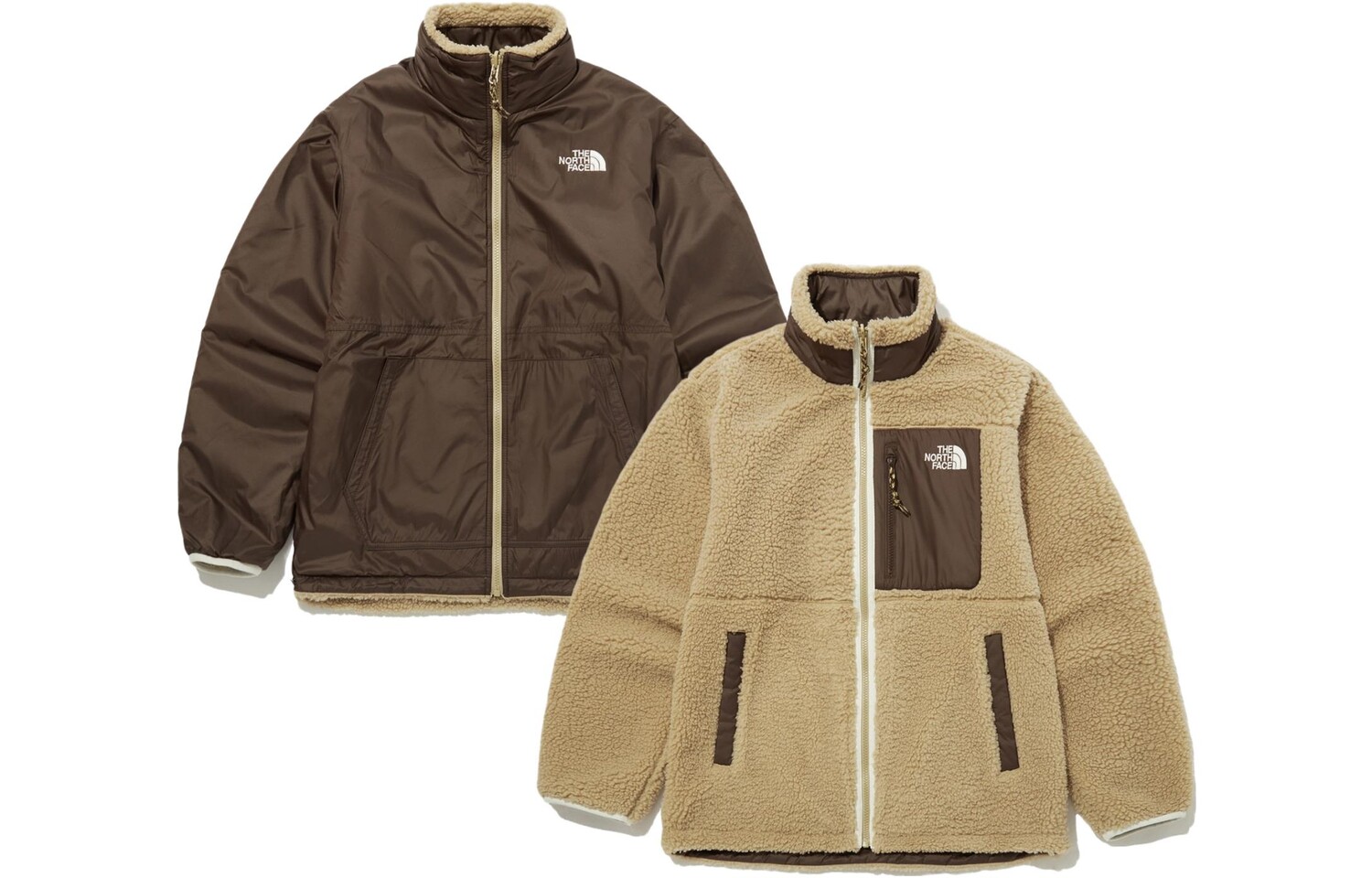 

THE NORTH FACE Мужская двустороняя бархатная куртка, Коричневый