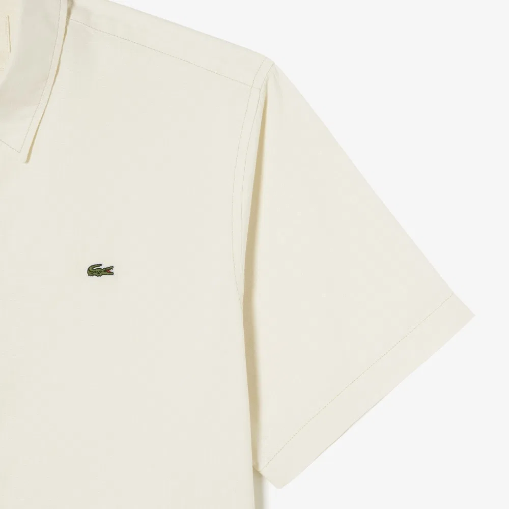 Мужская рубашка из шамбре цвета айвори от Lacoste — фото 3
