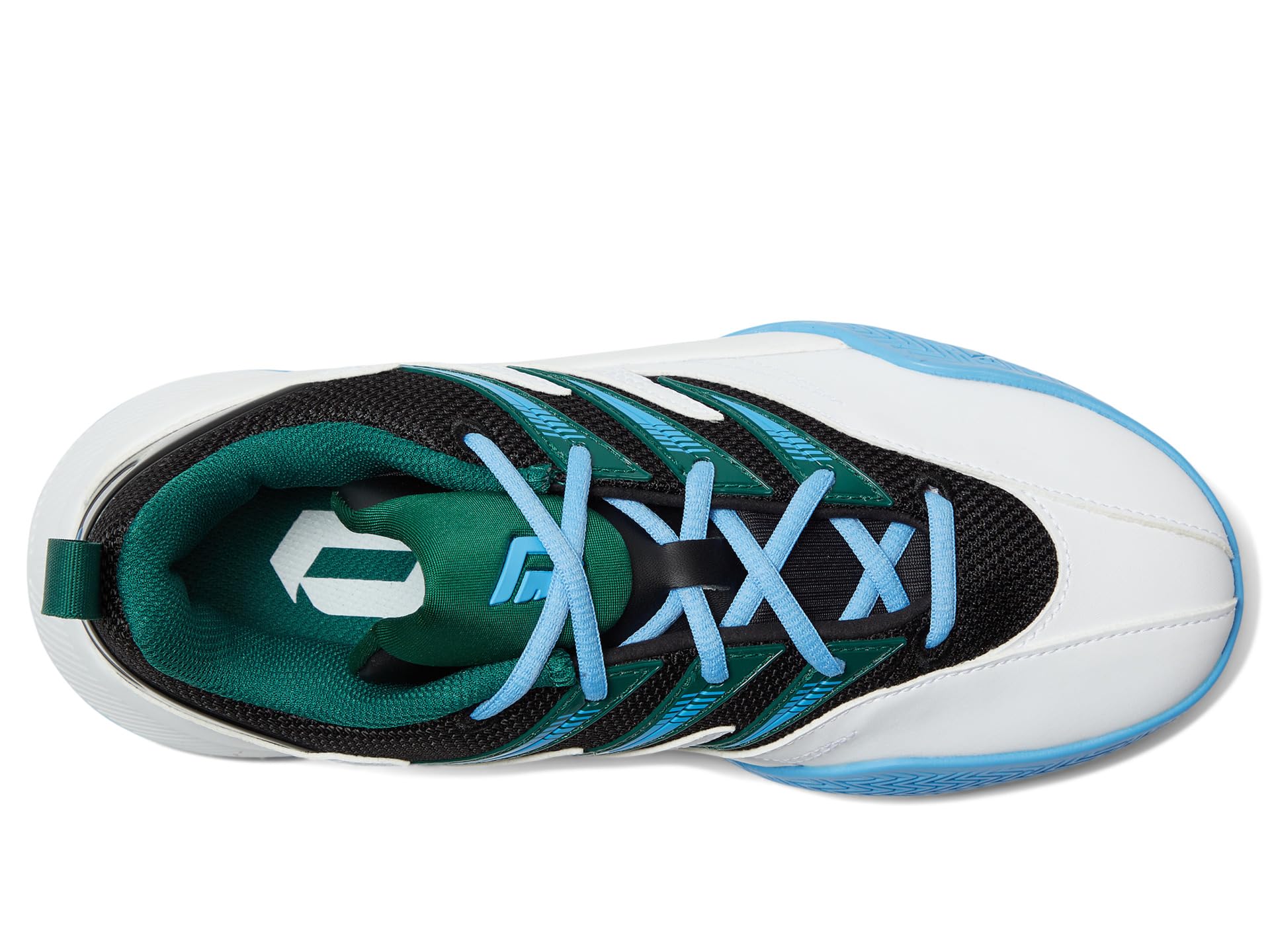 Туфли adidas Kids Dame Certified 3 Basketball Shoes, цвет White/Collegiate Green/Blue Burst — фото 2