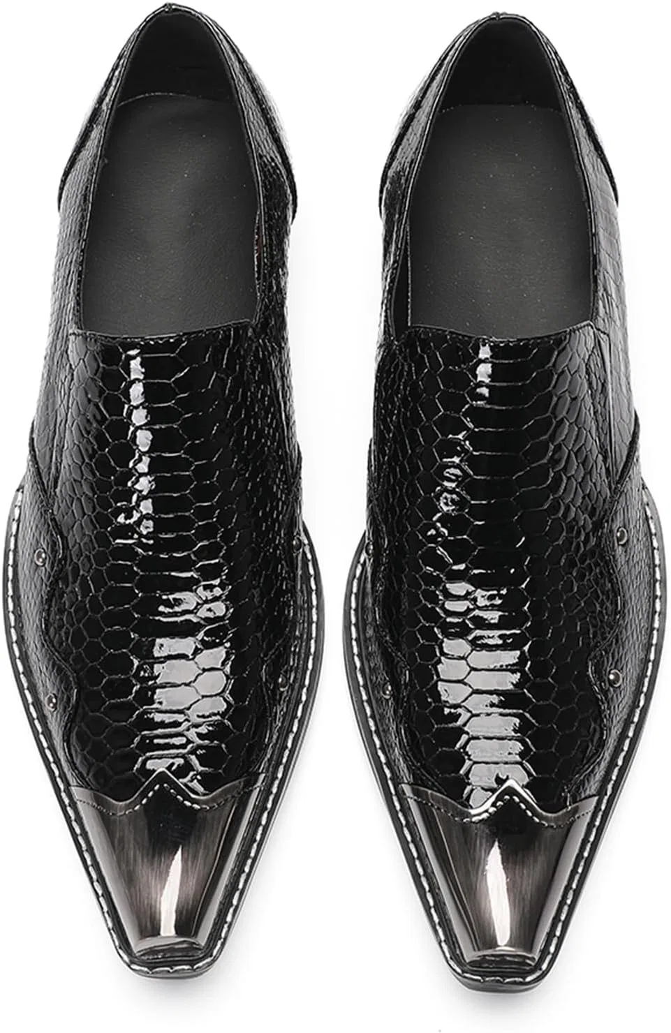 Туфли Shoes, Breathable Leather Shoes, Handmade Comfort Shoes with Metal Cap for Party, Leisure, Night Club and Business HGTREDPK, Black — фото 4