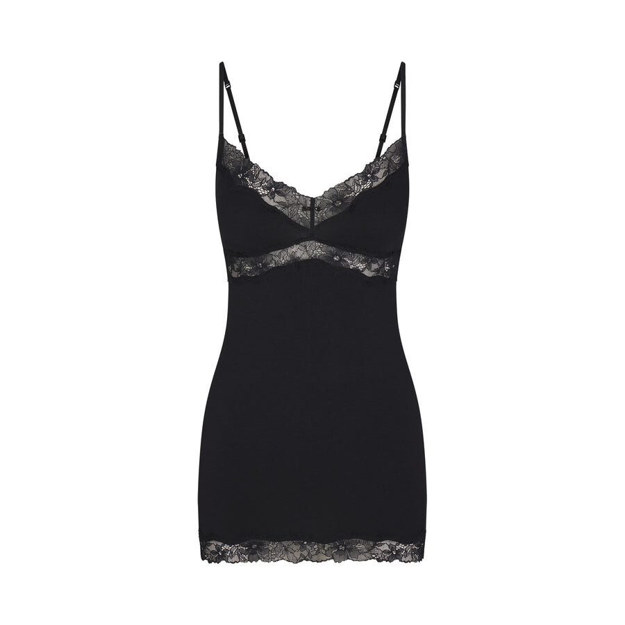 

Платье-комбинация SKIMS Cotton Lace, цвет Onyx