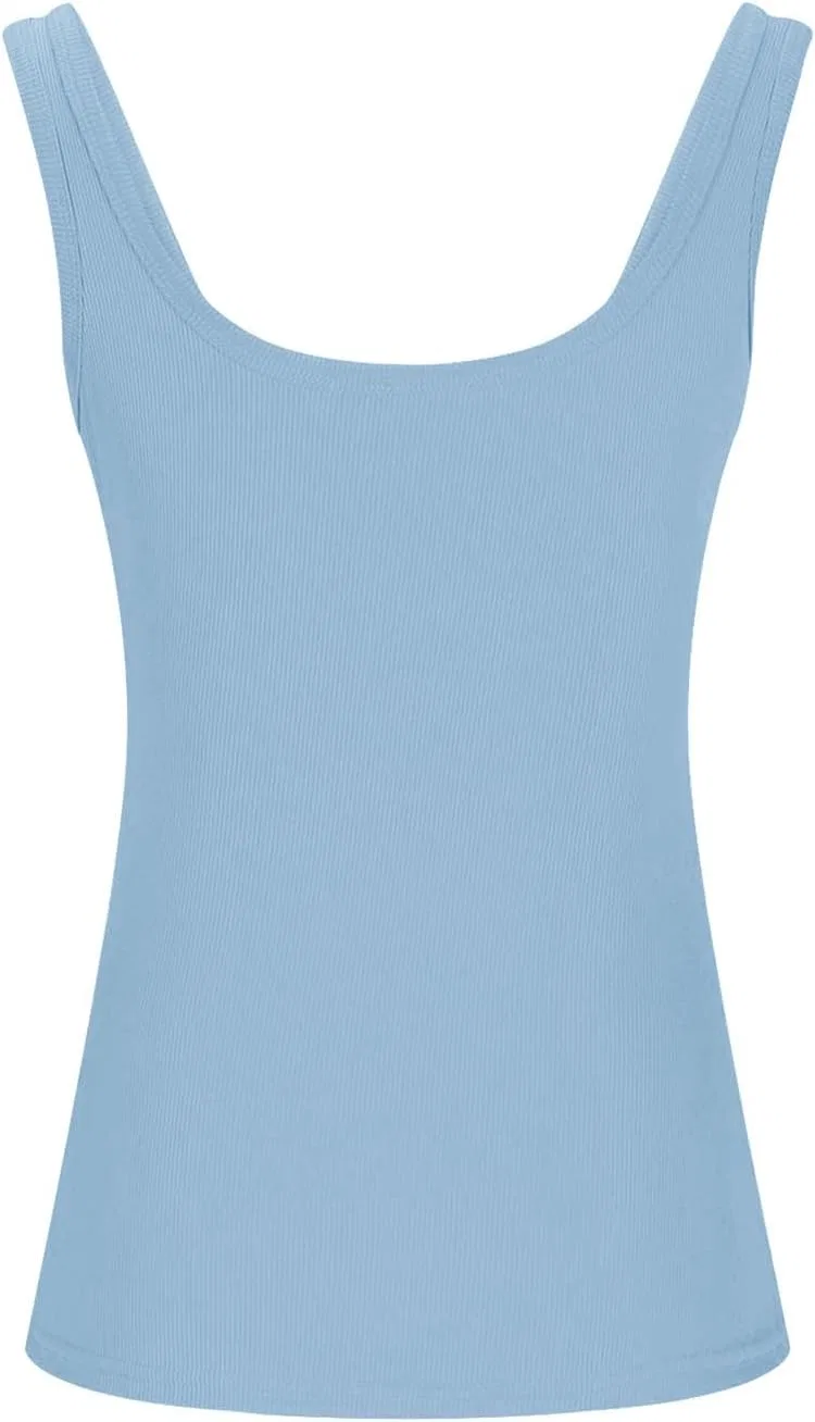 Топ-майка женская облегающая, ребристая, Generic, A01_light Blue — фото 3