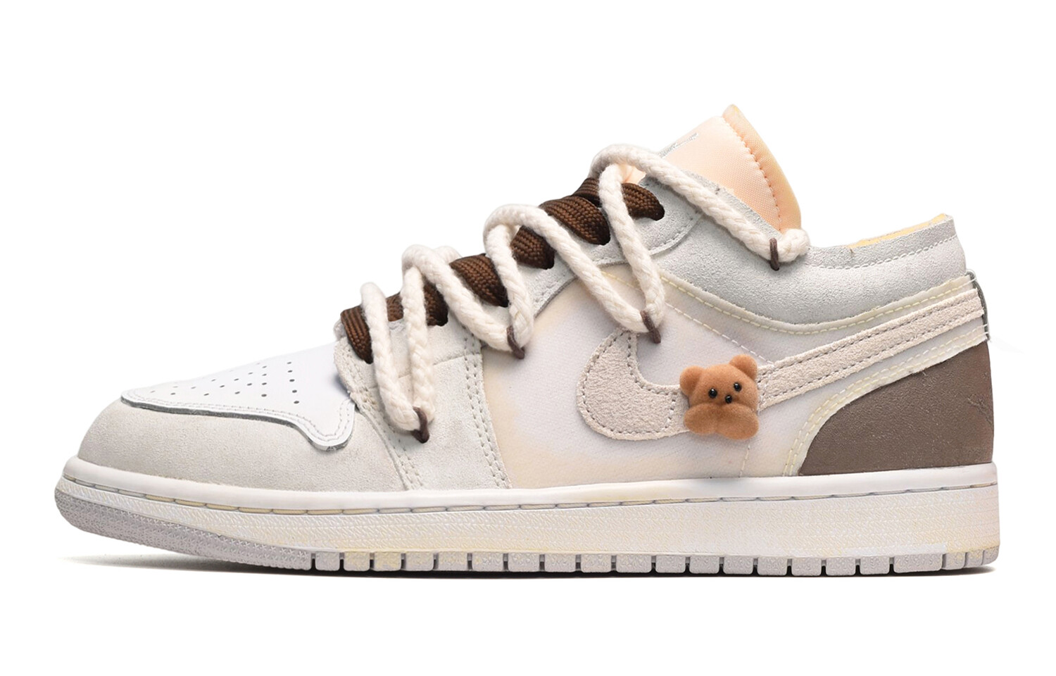 

Кроссовки Air JORDAN 1 Vintage Basketball Shoes Women's Low-Top White Yellow Brown