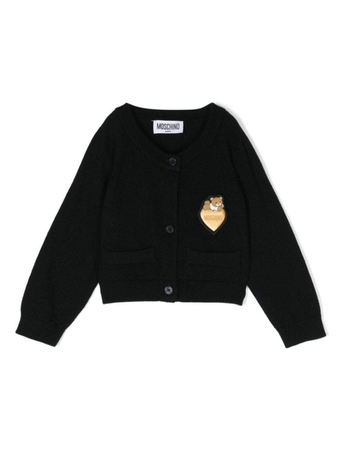 

Moschino Kids кардиган с нашивкой-логотипом, черный