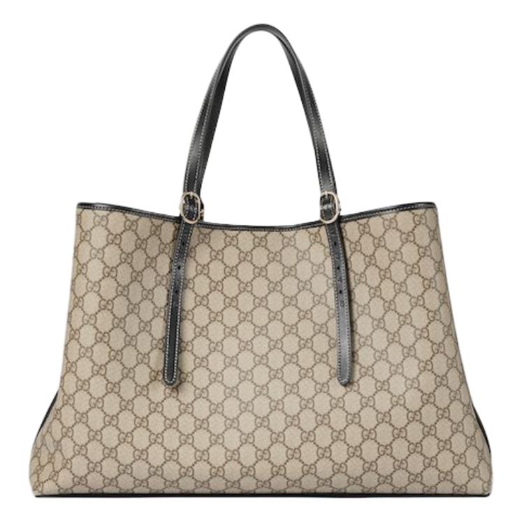 Сумка-шоппер GUCCI из хлопка, бежево-коричневая — фото 3