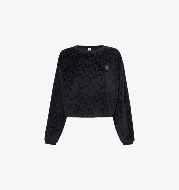 

Укороченная велюровая толстовка с фирменной надписью Savage X Fenty, черный