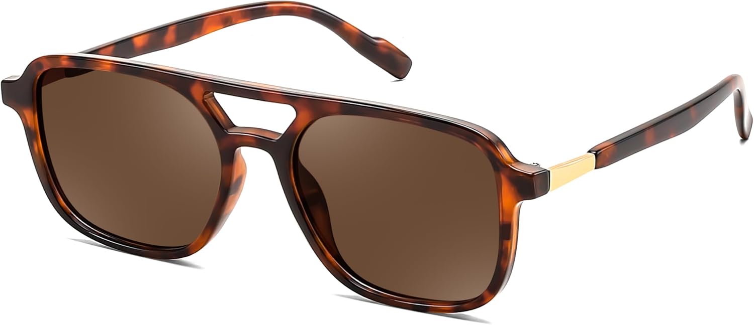 

Солнцезащитные очки FEISEDY в стиле ретро, ​​квадратные, авиаторские, для женщин и мужчин, винтажные, 70-е годы, модные, в пластиковой оправе, артикул B4158, Tortoise Frame/Coffee Lens