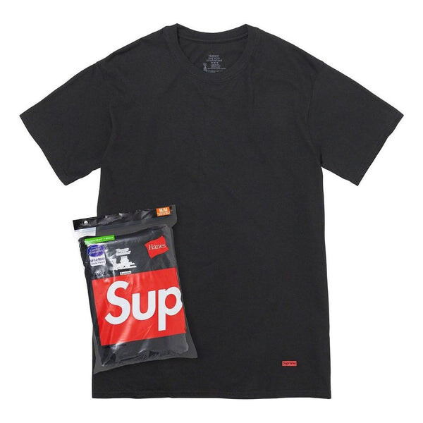 

Футболка x hanes tagless t-shirt (3 pack) 'black' Supreme, черный