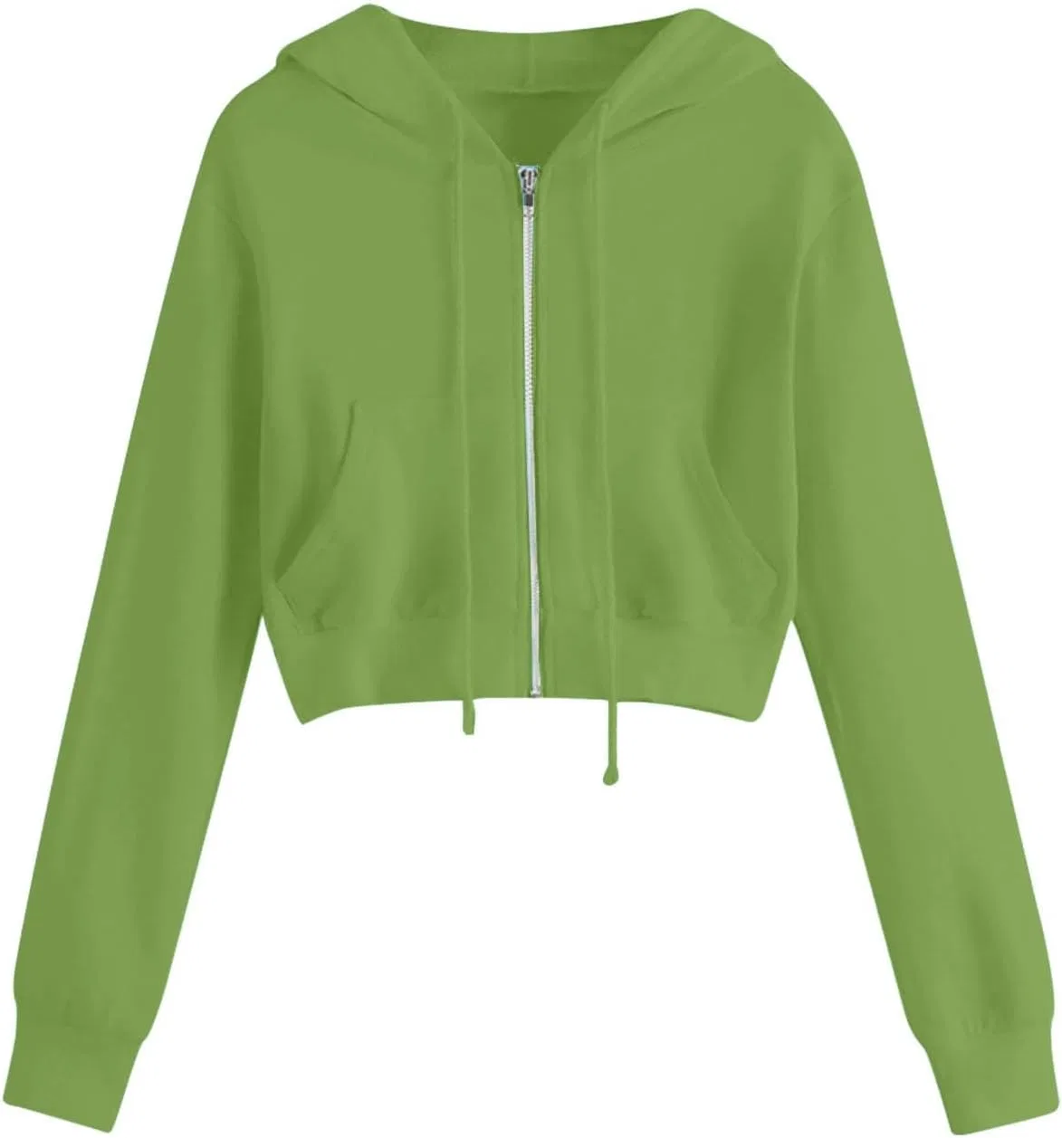 Женская толстовка с капюшоном, молнией и карманами, C03 Green
