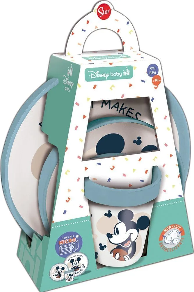 Stor Mickey Mouse 3-предметный набор детской посуды премиум-класса: тарелка, миска и чашка, BPA Free, нескользящий — фото 4